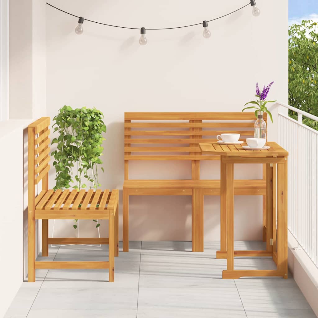 4-teiliges Garten-Esszimmer-Set aus solidem Akazienholz